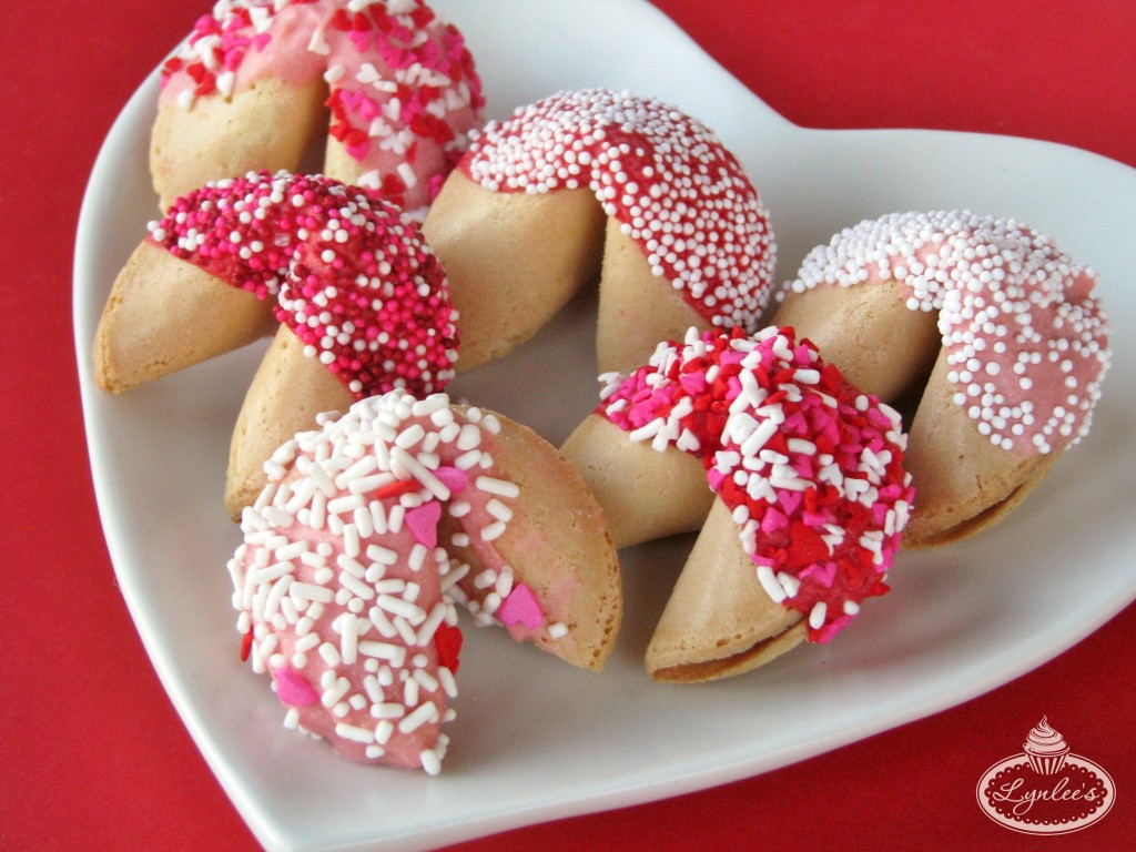 Valentine Chocolate-Dipped Fortune Cookies