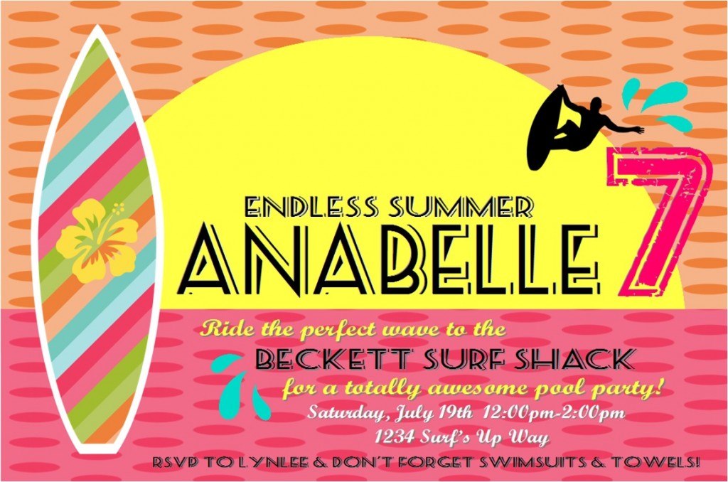 Endless Summer invite ~ Lynlee's #pool party #surf party