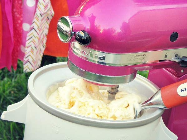 French Vanilla Ice Cream in KitchenAid Mixer w/ Attachment