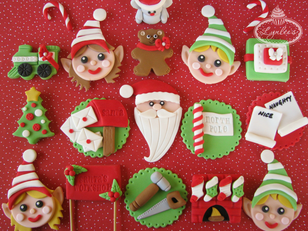 Santa's workshop fondant cupcake toppers ~ Lynlee's