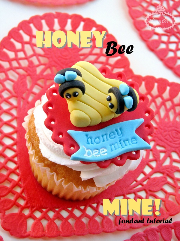 Honey Bee Mine Valentine fondant cupcake tutorial ~ Lynlee's