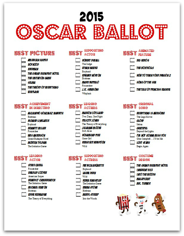 Retro Movie Night Oscar Ballot ~ Lynlee's