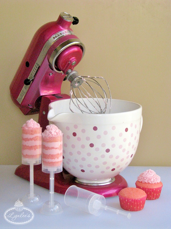 KitchenAid raspberry ice mixer and Cook for the Cure bowl