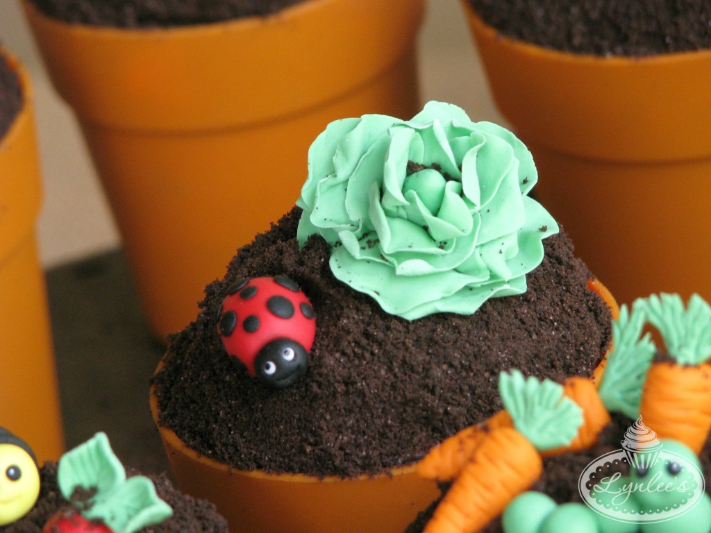 Ladybug and Lettuce Cupcake